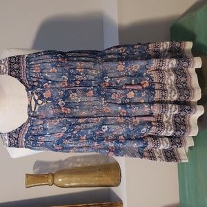 Knox Rose Tired Tank Top Blue and Pink Floral